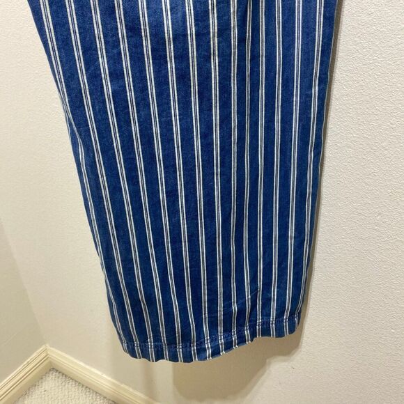 American Eagle Chambray Hi Rise Wide Leg Striped Pant Tie Waist Women’s Size 18 - Picture 7 of 10